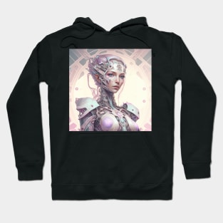 Portrait in Pastel Colors of A Fractal Robot Hoodie